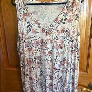 Maurices Floral Print Tank Top - Cream and Pink